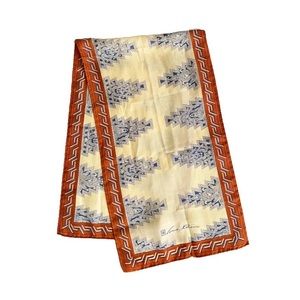 Vintage 1970s Anne Klein Art Deco Ancient Mayan Silk Old Hollywood Style Scarf